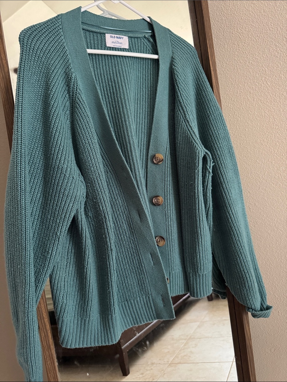 Old Navy Teal Ribbed Button-Front Cardigan